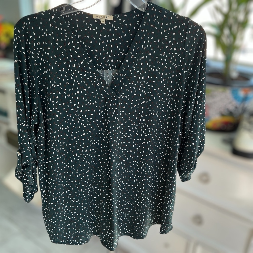 Beacon Teal and White Patterned Blouse